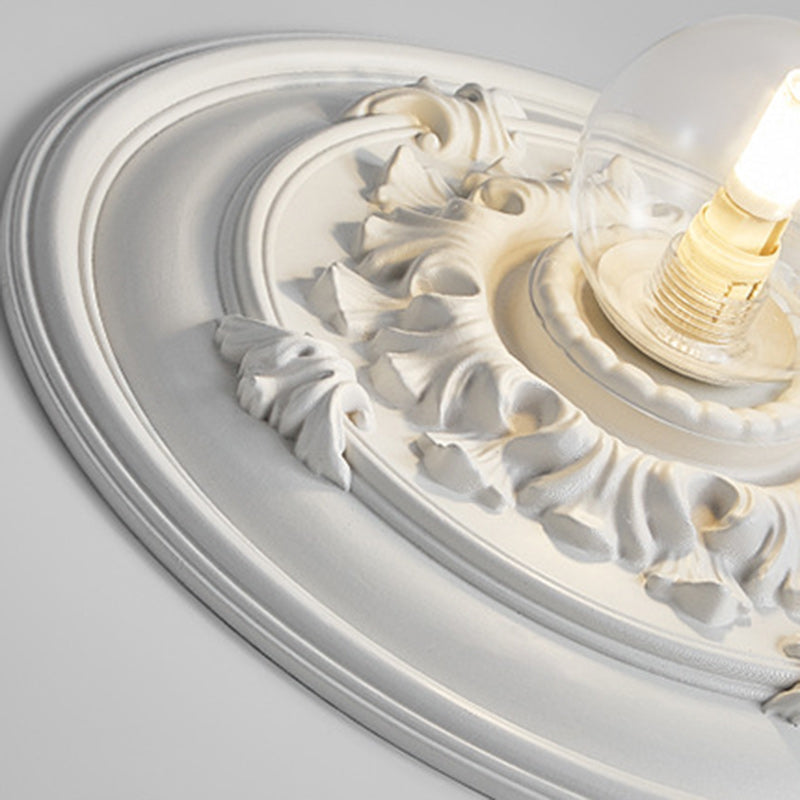 Traditional French Handmade Round Relief Resin Glass 1-Light Flush Mount Ceiling Light For Hallway Lumendat