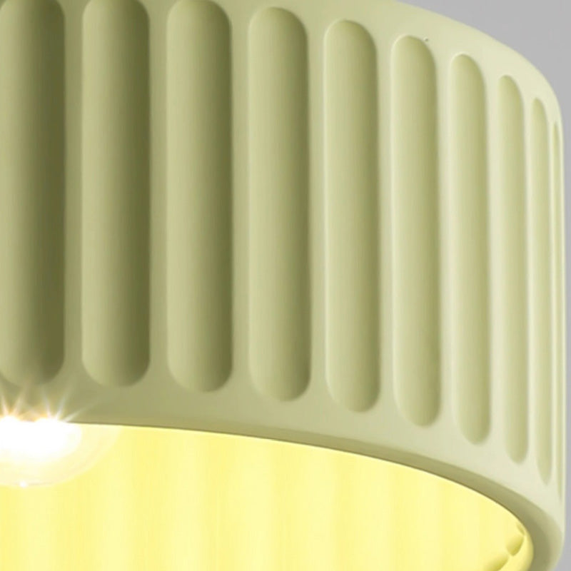 Contemporary Nordic Painted Ribbed Cylinder Resin 1-light Semi-flush Mount Ceiling Light for Hallways