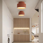Contemporary Nordic Painted Ribbed Cylinder Resin 1-light Semi-flush Mount Ceiling Light for Hallways BulbSquare