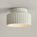 Contemporary Nordic Painted Ribbed Cylinder Resin 1-light Semi-flush Mount Ceiling Light for Hallways BulbSquare