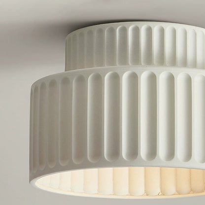Contemporary Nordic Painted Ribbed Cylinder Resin 1-light Semi-flush Mount Ceiling Light for Hallways