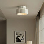 Contemporary Nordic Painted Ribbed Cylinder Resin 1-light Semi-flush Mount Ceiling Light for Hallways BulbSquare