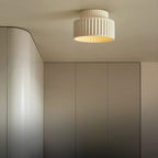Contemporary Nordic Painted Ribbed Cylinder Resin 1-light Semi-flush Mount Ceiling Light for Hallways BulbSquare