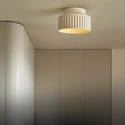 Contemporary Nordic Painted Ribbed Cylinder Resin 1-light Semi-flush Mount Ceiling Light for Hallways