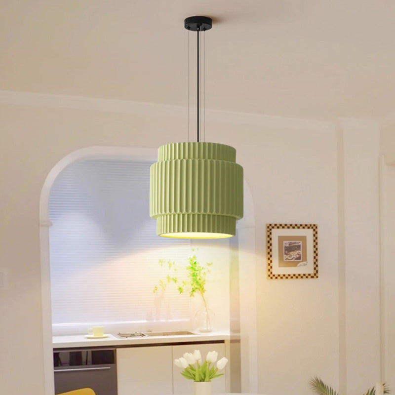 Contemporary Nordic Painted Ribbed Resin 1/3-light Pendant Light for Living Room