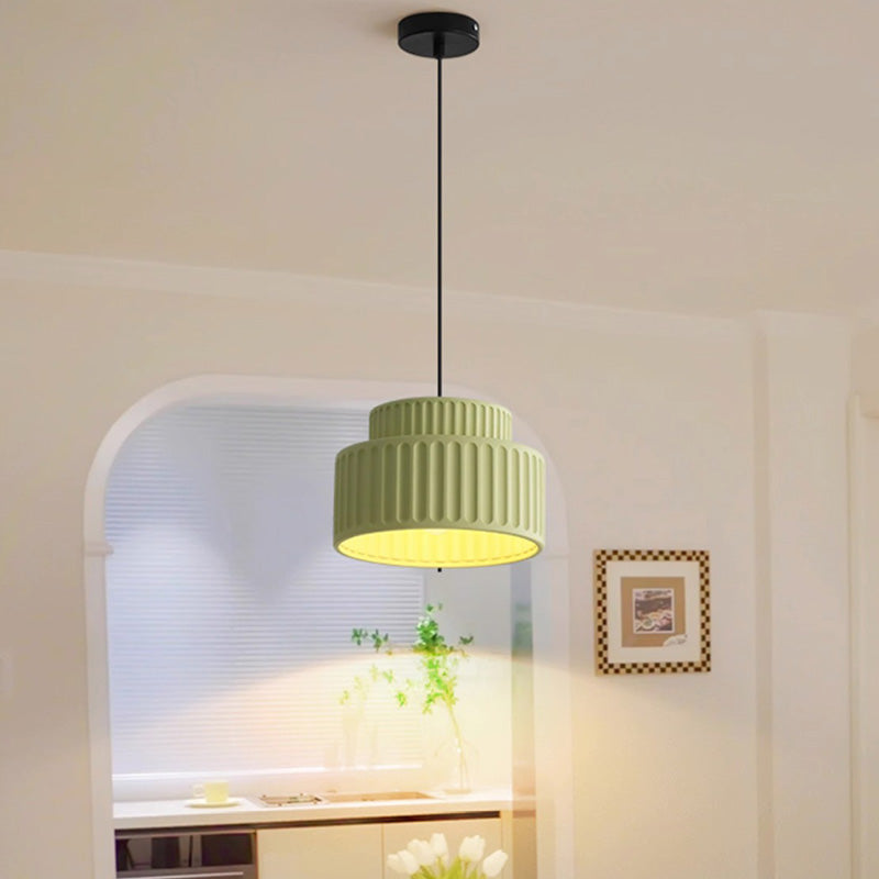 Contemporary Nordic Painted Ribbed Resin 1/3-light Pendant Light for Living Room