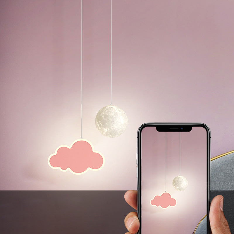 Lumendat Contemporary Creative Cartoon Acrylic Airplane Cloud Moon Shade LED Kids Chandelier For Bedroom Lumendat