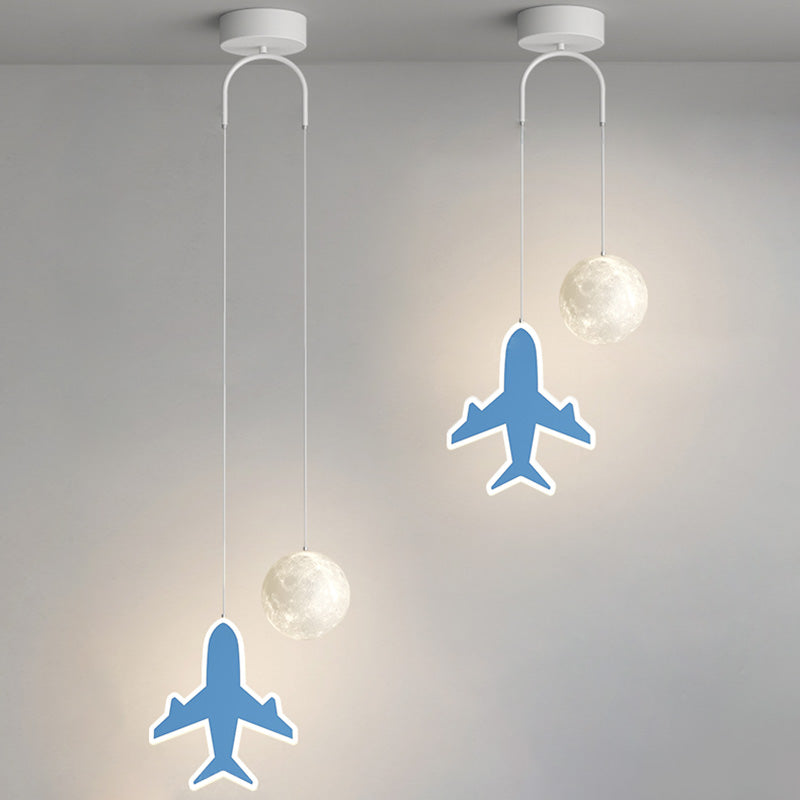 Lumendat Contemporary Creative Cartoon Acrylic Airplane Cloud Moon Shade LED Kids Chandelier For Bedroom Lumendat