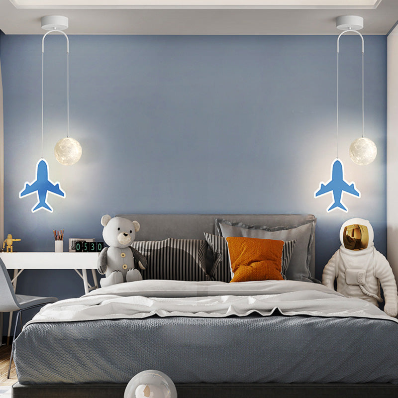 Lumendat Contemporary Creative Cartoon Acrylic Airplane Cloud Moon Shade LED Kids Chandelier For Bedroom Lumendat