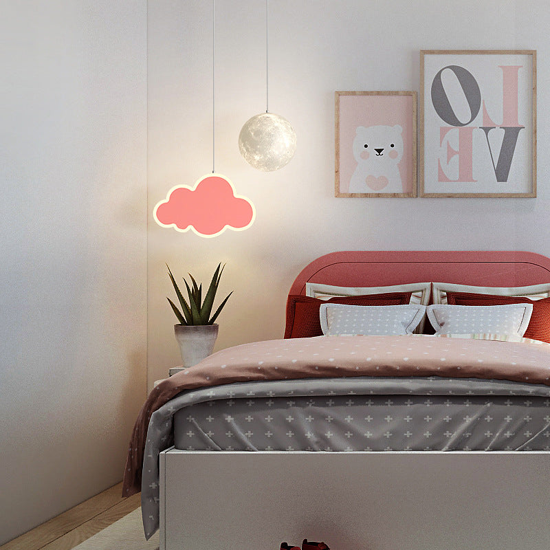 Lumendat Contemporary Creative Cartoon Acrylic Airplane Cloud Moon Shade LED Kids Chandelier For Bedroom Lumendat