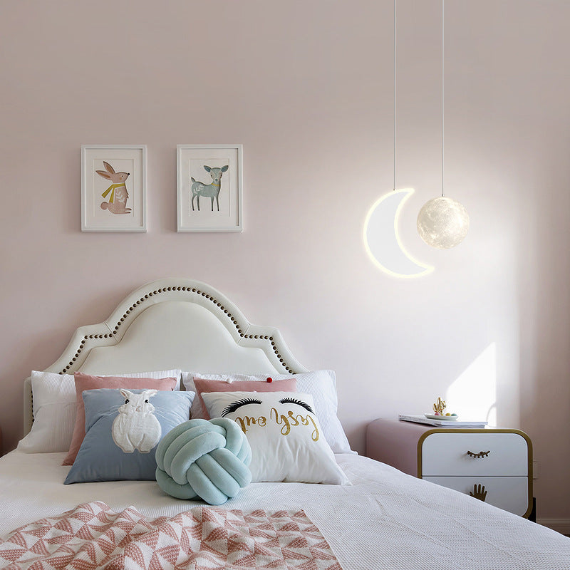 Lumendat Contemporary Creative Cartoon Acrylic Airplane Cloud Moon Shade LED Kids Chandelier For Bedroom Lumendat