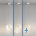 Lumendat Contemporary Creative Cartoon Acrylic Airplane Cloud Moon Shade LED Kids Chandelier For Bedroom Lumendat