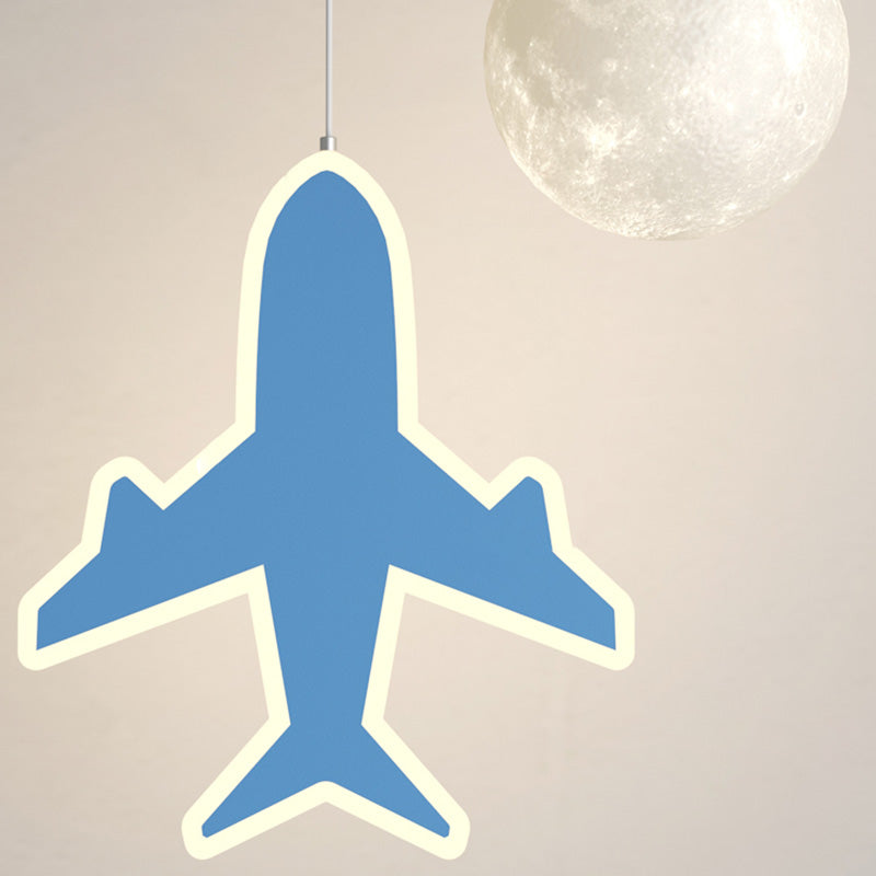 Lumendat Contemporary Creative Cartoon Acrylic Airplane Cloud Moon Shade LED Kids Chandelier For Bedroom Lumendat