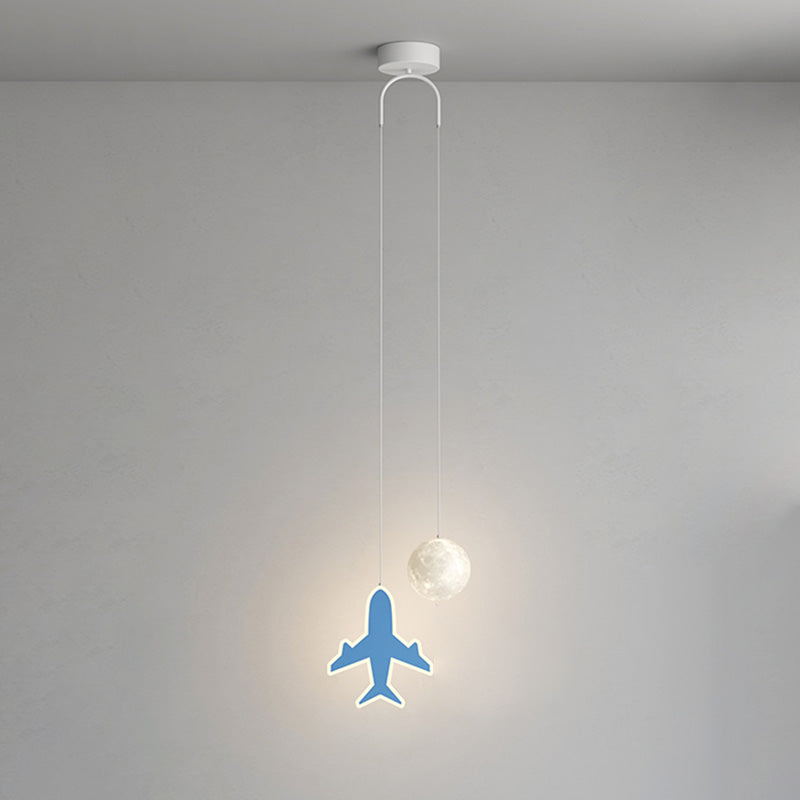 Lumendat Contemporary Creative Cartoon Acrylic Airplane Cloud Moon Shade LED Kids Chandelier For Bedroom Lumendat