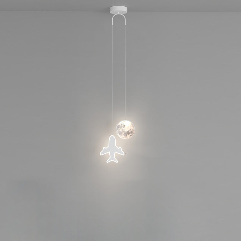 Lumendat Contemporary Creative Cartoon Acrylic Airplane Cloud Moon Shade LED Kids Chandelier For Bedroom Lumendat