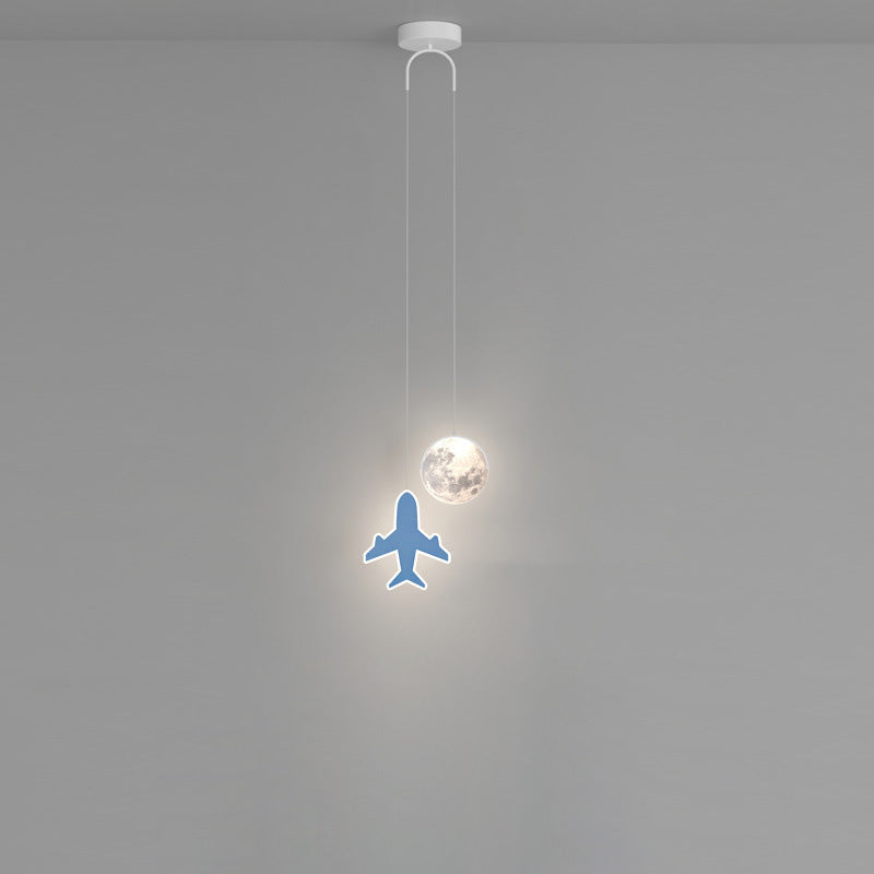 Lumendat Contemporary Creative Cartoon Acrylic Airplane Cloud Moon Shade LED Kids Chandelier For Bedroom Lumendat