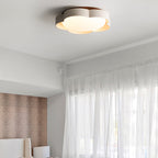 Contemporary Nordic Iron PE Flower LED Semi-Flush Mount Ceiling Light For Bedroom