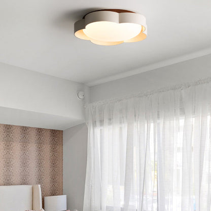 Contemporary Nordic Iron PE Flower LED Semi-Flush Mount Ceiling Light For Bedroom