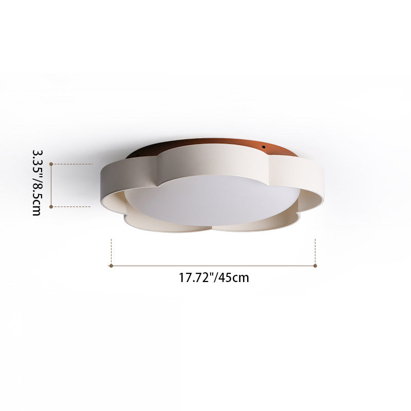 Contemporary Nordic Iron PE Flower LED Semi-Flush Mount Ceiling Light For Bedroom