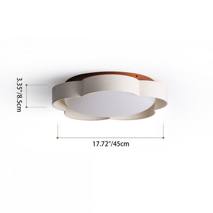 Contemporary Nordic Iron PE Flower LED Semi-Flush Mount Ceiling Light For Bedroom