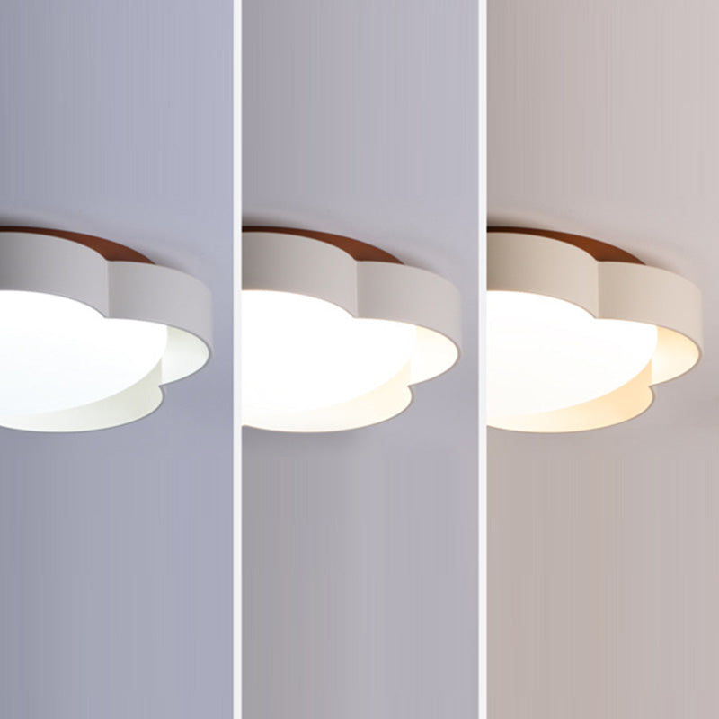 Contemporary Nordic Iron PE Flower LED Semi-Flush Mount Ceiling Light For Bedroom