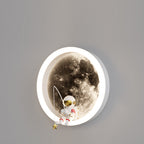 Contemporary Creative Round Space Astronaut Hardware Acrylic Shade LED Kids Wall Sconce Lamp For Bedroom