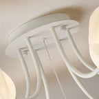 Contemporary Nordic Romantic Rose Shade Iron Resin 7/11/13-light Semi-flush Mount Ceiling Light for Living Room
