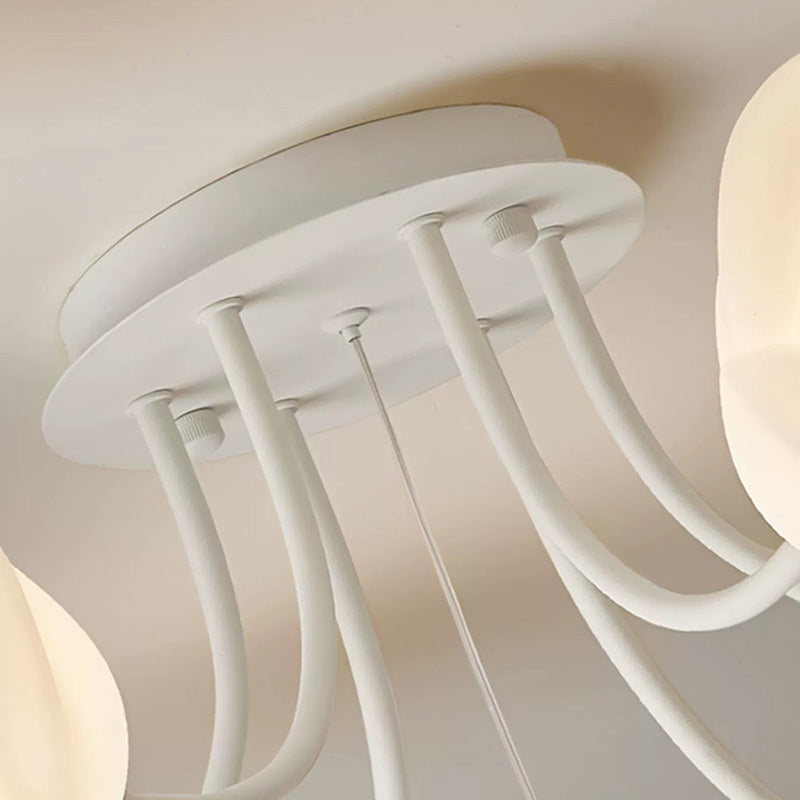 Contemporary Nordic Romantic Rose Shade Iron Resin 7/11/13-light Semi-flush Mount Ceiling Light for Living Room