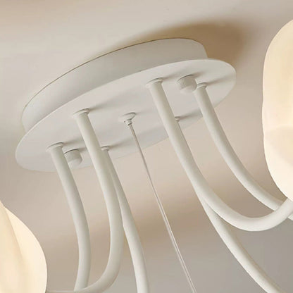 Contemporary Nordic Romantic Rose Shade Iron Resin 7/11/13-light Semi-flush Mount Ceiling Light for Living Room