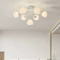 Contemporary Nordic Romantic Rose Shade Iron Resin 7/11/13-light Semi-flush Mount Ceiling Light for Living Room