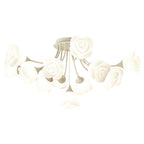 Contemporary Nordic Romantic Rose Shade Iron Resin 7/11/13-light Semi-flush Mount Ceiling Light for Living Room