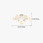 Contemporary Nordic Romantic Rose Shade Iron Resin 7/11/13-light Semi-flush Mount Ceiling Light for Living Room