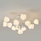 Contemporary Nordic Romantic Rose Shade Iron Resin 7/11/13-light Semi-flush Mount Ceiling Light for Living Room