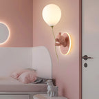 Lumendat Contemporary Creative Kids Cartoon Bear Balloon Resin Glass Ball 1-Light Wall Sconce Lamp For Bedroom Lumendat