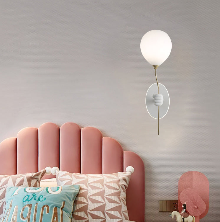 Lumendat Contemporary Creative Kids Cartoon Bear Balloon Resin Glass Ball 1-Light Wall Sconce Lamp For Bedroom Lumendat