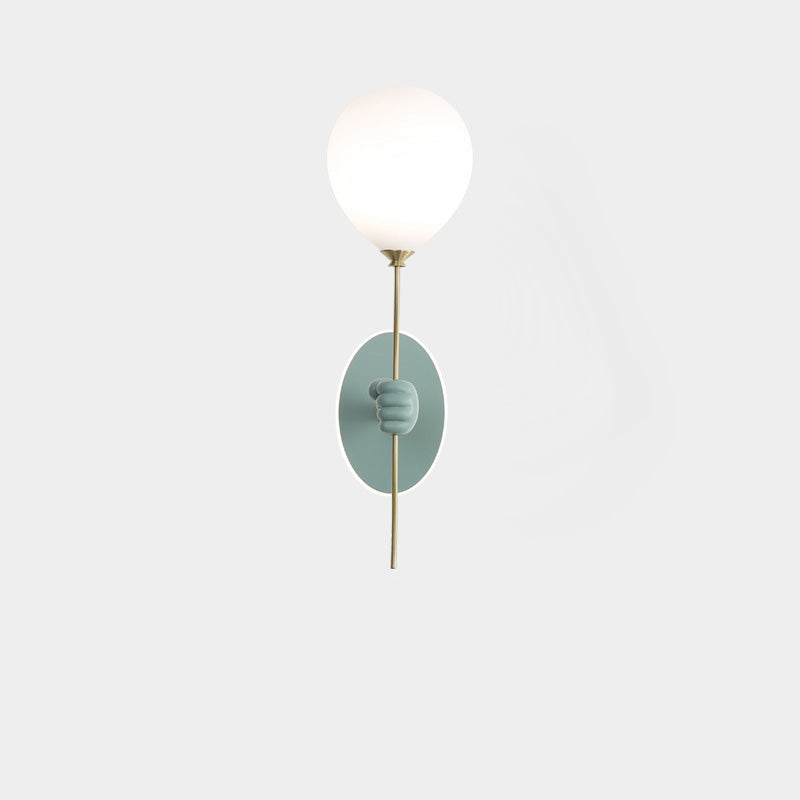 Lumendat Contemporary Creative Kids Cartoon Bear Balloon Resin Glass Ball 1-Light Wall Sconce Lamp For Bedroom Lumendat