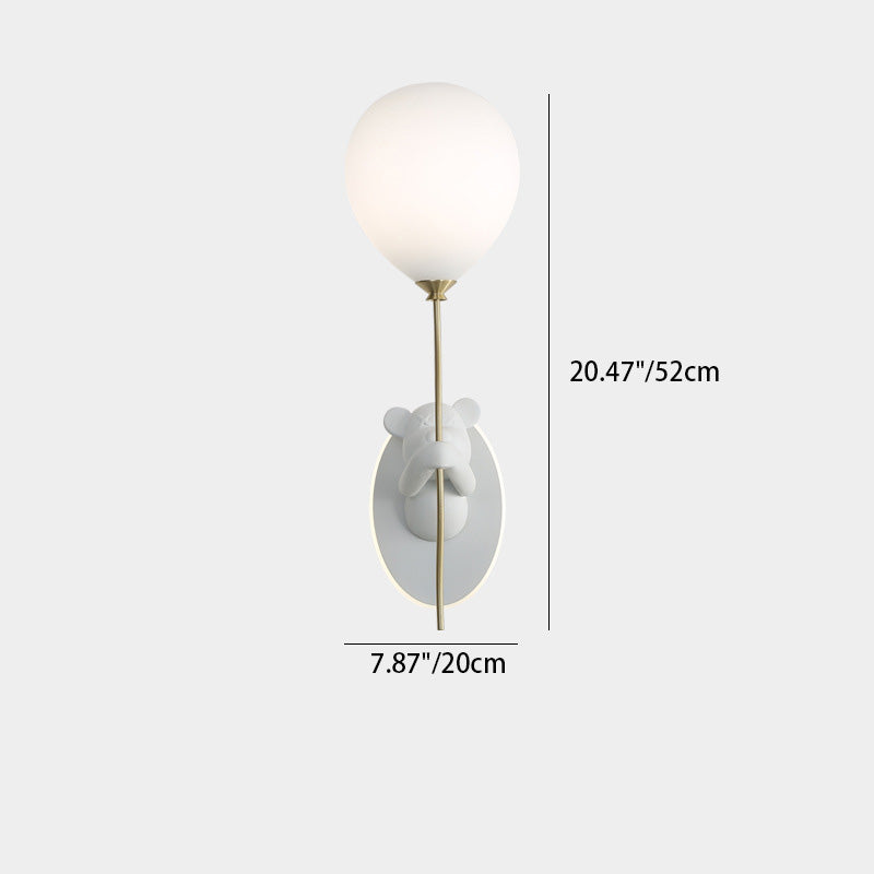 Lumendat Contemporary Creative Kids Cartoon Bear Balloon Resin Glass Ball 1-Light Wall Sconce Lamp For Bedroom Lumendat