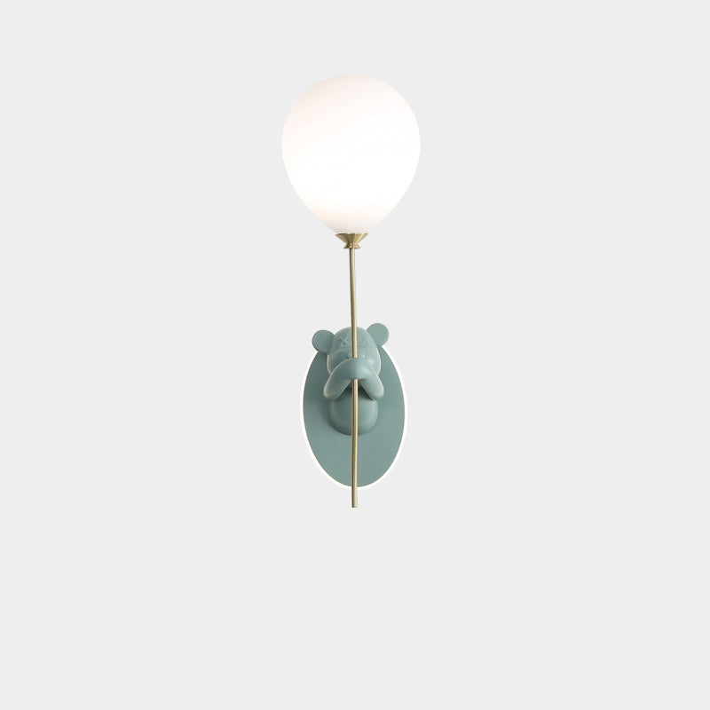 Lumendat Contemporary Creative Kids Cartoon Bear Balloon Resin Glass Ball 1-Light Wall Sconce Lamp For Bedroom Lumendat