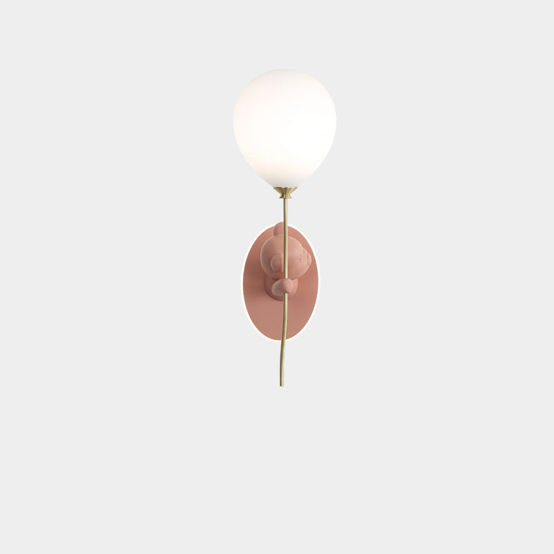 Lumendat Contemporary Creative Kids Cartoon Bear Balloon Resin Glass Ball 1-Light Wall Sconce Lamp For Bedroom Lumendat