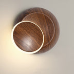 Lumendat Contemporary Creative Rotatable Moon Shadow Round Wood Grain Iron Aluminum LED Kids Wall Sconce Lamp For Bedroom Lumendat