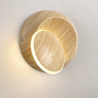 Lumendat Contemporary Creative Rotatable Moon Shadow Round Wood Grain Iron Aluminum LED Kids Wall Sconce Lamp For Bedroom Lumendat