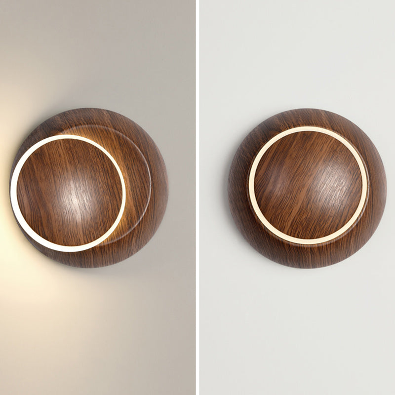 Lumendat Contemporary Creative Rotatable Moon Shadow Round Wood Grain Iron Aluminum LED Kids Wall Sconce Lamp For Bedroom Lumendat