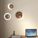 Lumendat Contemporary Creative Rotatable Moon Shadow Round Wood Grain Iron Aluminum LED Kids Wall Sconce Lamp For Bedroom Lumendat