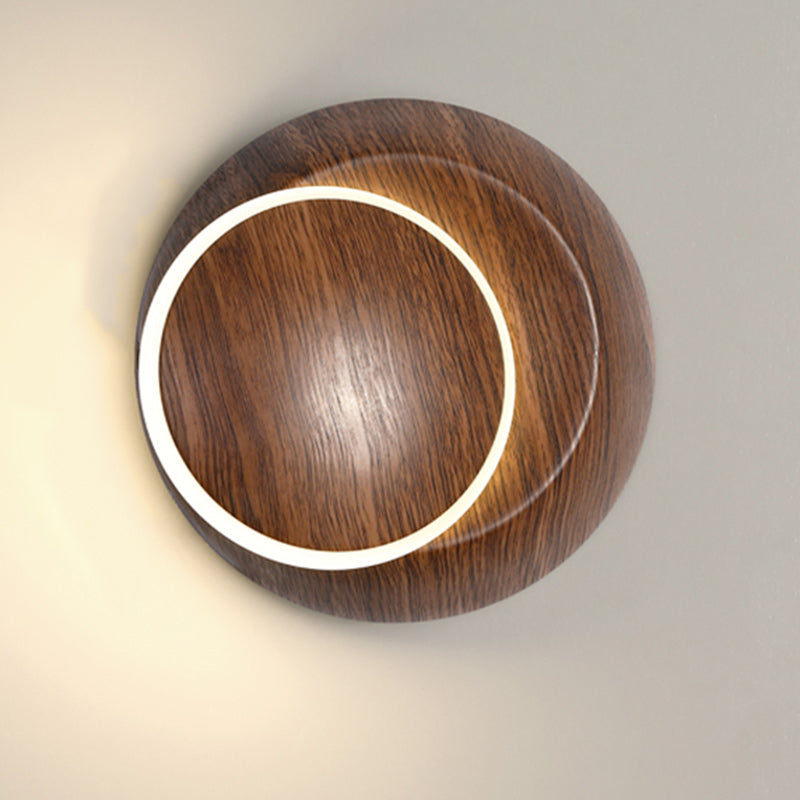 Lumendat Contemporary Creative Rotatable Moon Shadow Round Wood Grain Iron Aluminum LED Kids Wall Sconce Lamp For Bedroom Lumendat