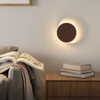 Lumendat Contemporary Creative Rotatable Moon Shadow Round Wood Grain Iron Aluminum LED Kids Wall Sconce Lamp For Bedroom Lumendat