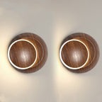 Lumendat Contemporary Creative Rotatable Moon Shadow Round Wood Grain Iron Aluminum LED Kids Wall Sconce Lamp For Bedroom Lumendat