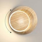 Lumendat Contemporary Creative Rotatable Moon Shadow Round Wood Grain Iron Aluminum LED Kids Wall Sconce Lamp For Bedroom Lumendat