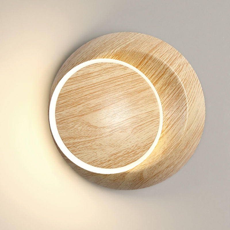 Lumendat Contemporary Creative Rotatable Moon Shadow Round Wood Grain Iron Aluminum LED Kids Wall Sconce Lamp For Bedroom Lumendat