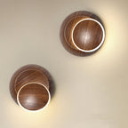 Lumendat Contemporary Creative Rotatable Moon Shadow Round Wood Grain Iron Aluminum LED Kids Wall Sconce Lamp For Bedroom Lumendat