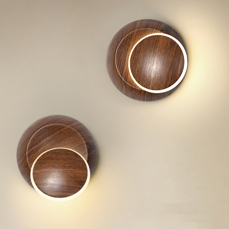 Lumendat Contemporary Creative Rotatable Moon Shadow Round Wood Grain Iron Aluminum LED Kids Wall Sconce Lamp For Bedroom Lumendat